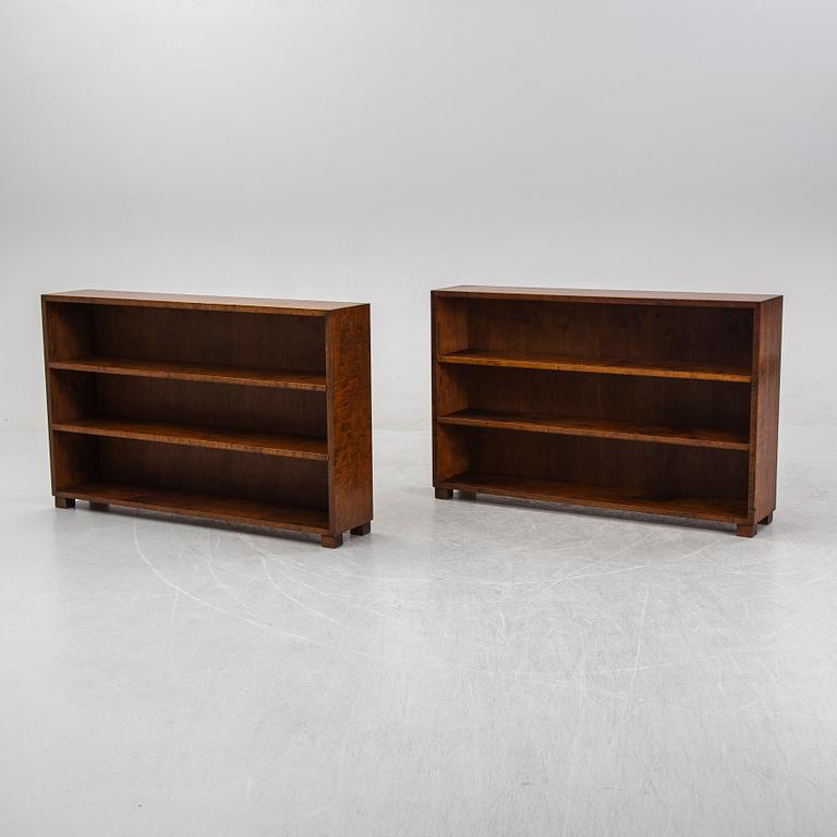 A pair of stained birch book cases, Sweden, 1930s.