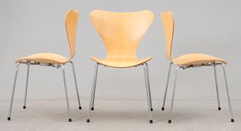 STOLAR, 3 stycken, "Sjuan", Arne Jacobsen, Fritz Hansen.