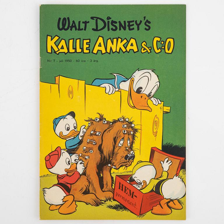 Serietidningar, "Kalle Anka & Co", 14 st, komplett årgång 1950.