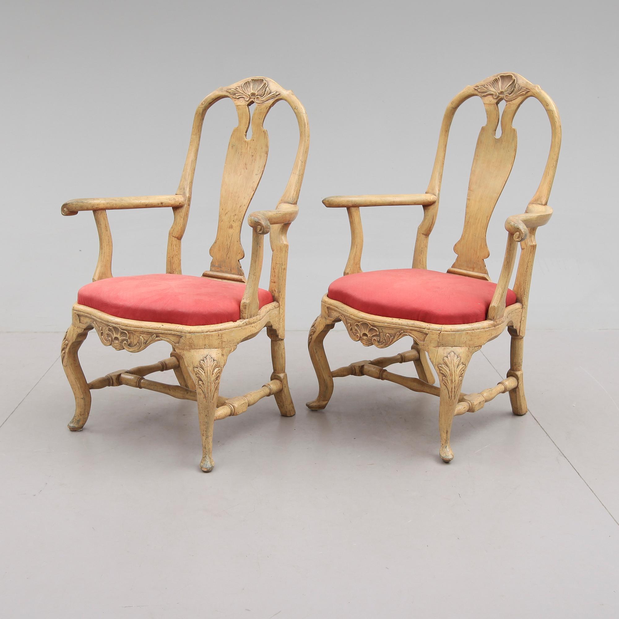 KARMSTOLAR, 1 par, rokoko, 1700-tal.