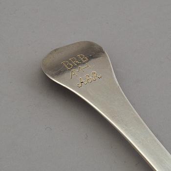 A SWEDISH SILVER SPOON, mark of Petter Lund, Nyköping 1709. Weight c. 49 g.