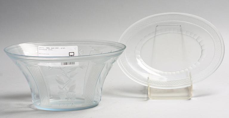 SKÅL med FAT, glas. Orrefors 1930.