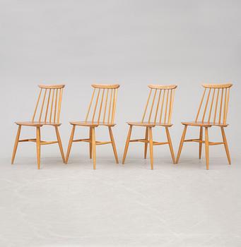 STOLAR, 4 st. "Fanett". Ilmari Tapiovaara, Edsbyverken. Modellen formgiven 1949.