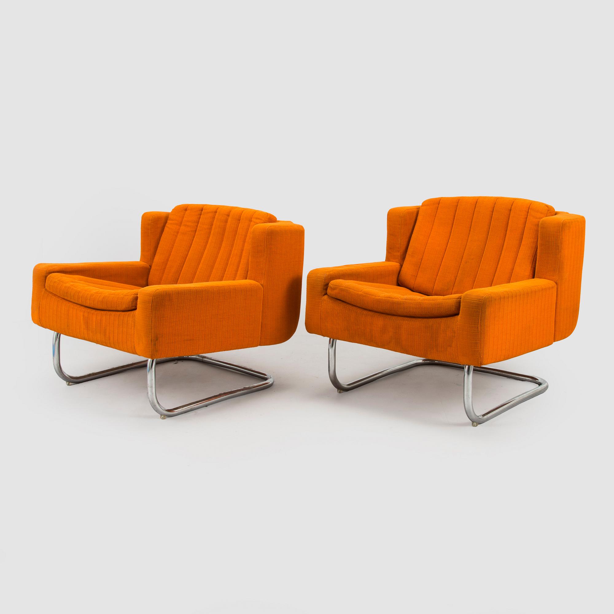 Esko Pajamies, a pair of 1970's 'Contra' easy chairs for Asko, Finland.