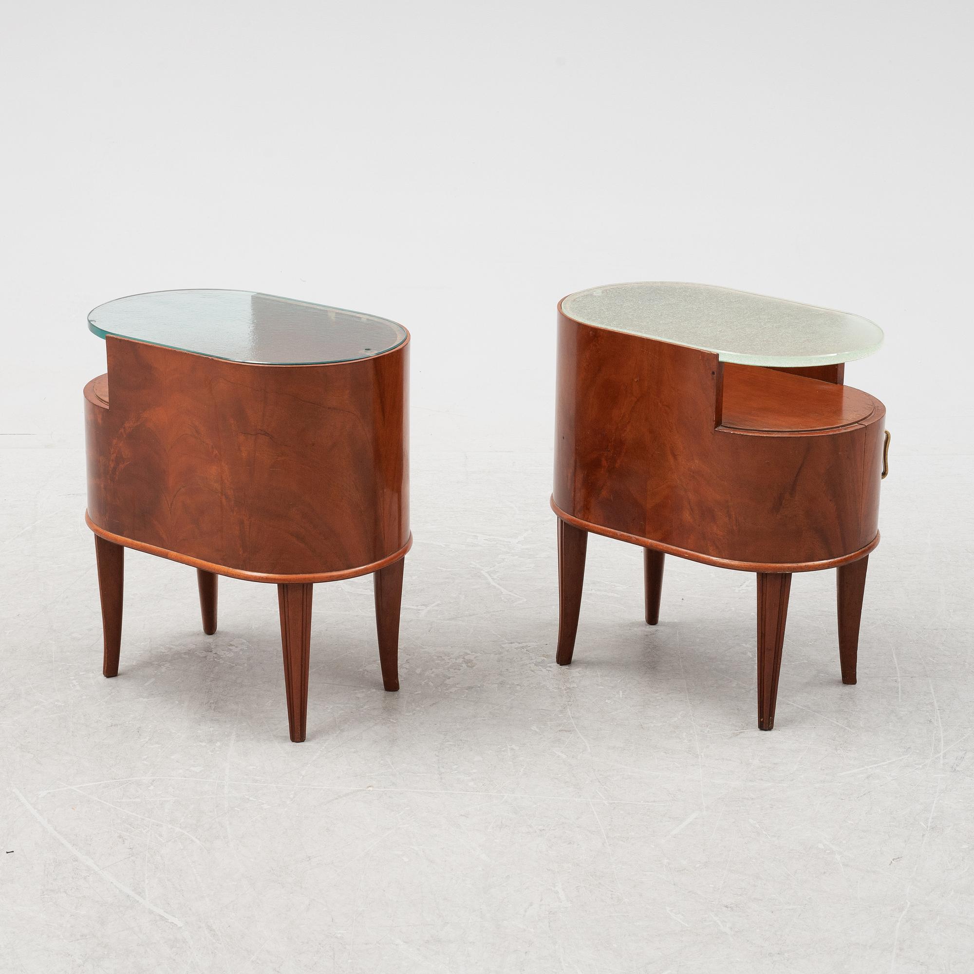 Axel Larsson, presumably, a pair of bedside tables, Svenska Möbelfabrikerna, Bodafors, 1940s.