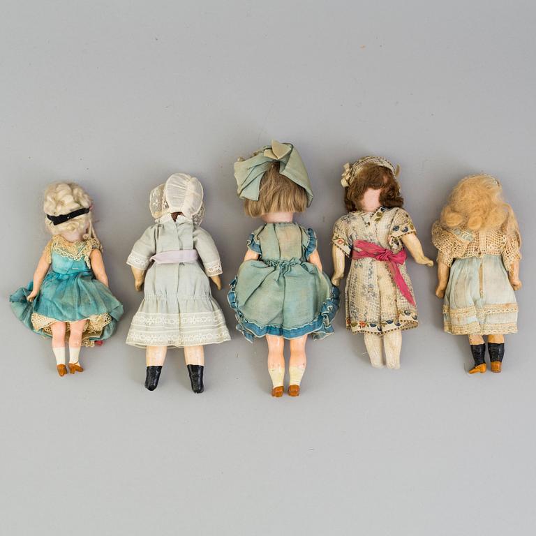 5 German porcelain dolls from the 1910-/1920's.