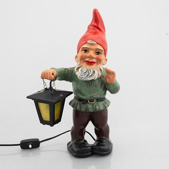 Figure with lighting, a gnome, Heissner, West Germany, second half of the 20th Century.