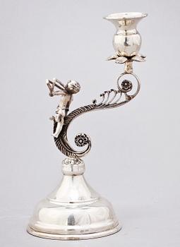 LJUSSTAKE, silver, importstämplar, 1900-talets första hälft. Tot. v. 179 g.