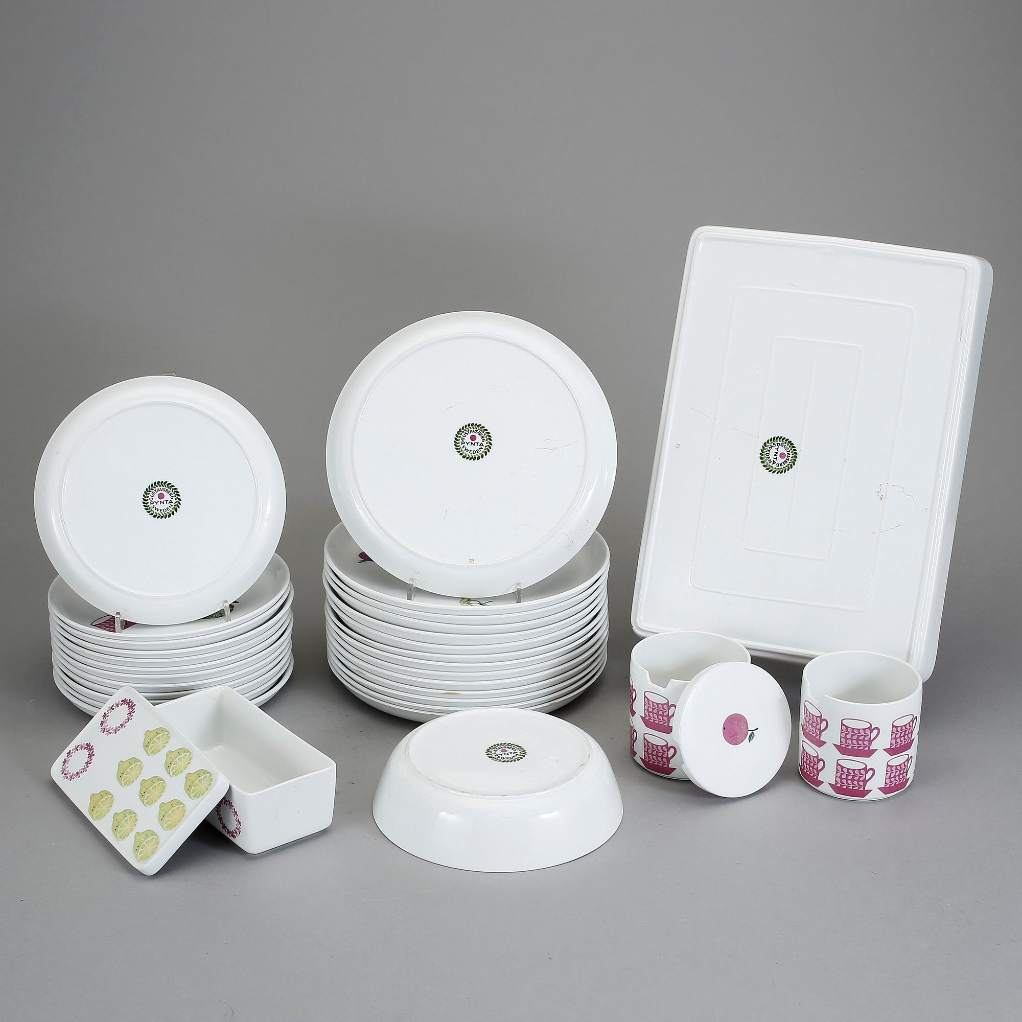 SERVISDELAR, Stig Lindberg, 35 delar, "Pynta", Stig Lindberg, Gustavsberg 1962-65.