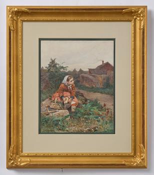 Julius Kronberg, Snöra skon.