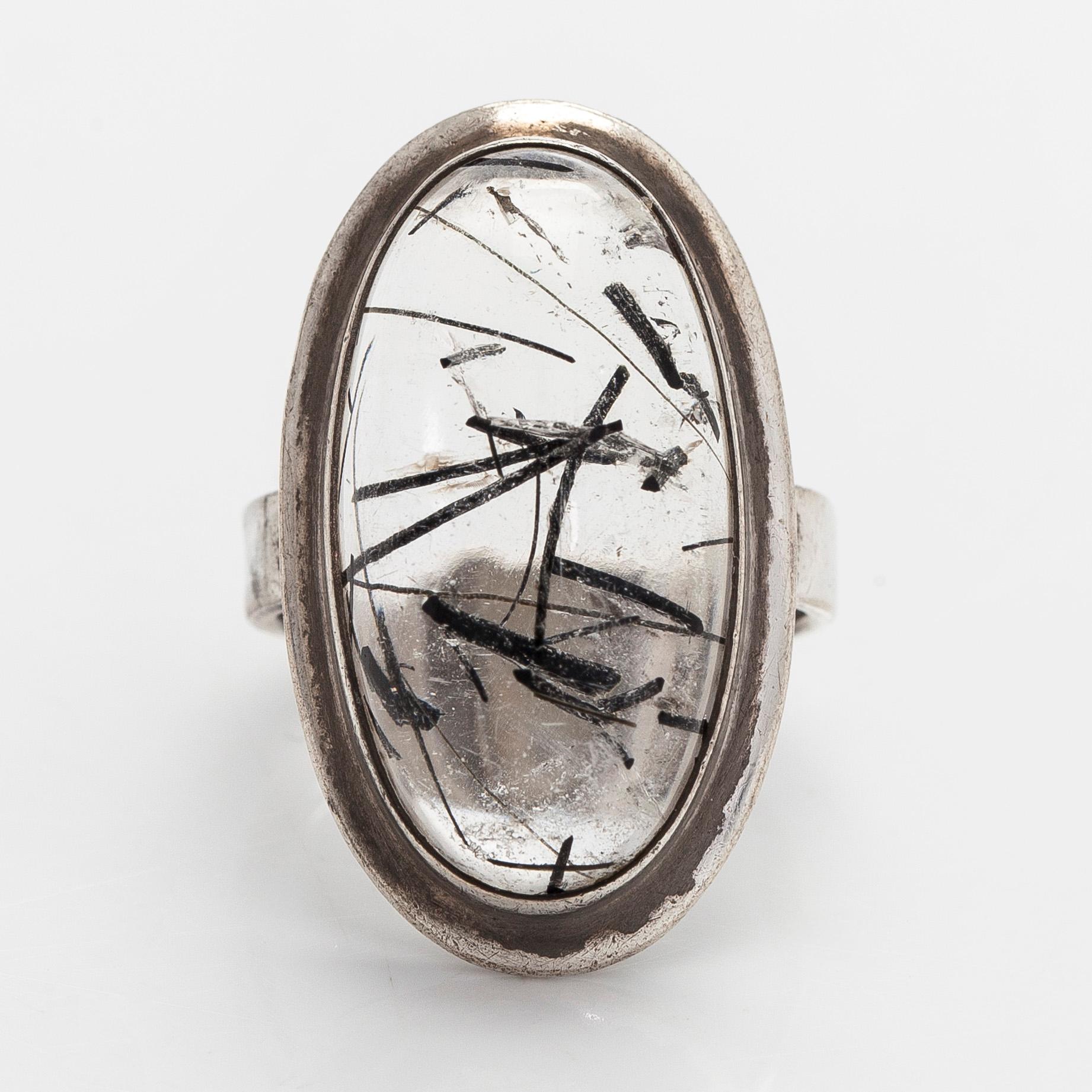 Erik Granit, ring, silver and rutilated quartz, Helsinki, 1962.