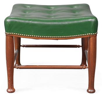 823. A Josef Frank green leather and mahogany stool, Firma Svenskt Tenn.