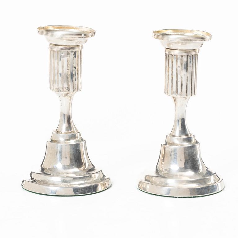 A Pair of Swedish silver candlesticks, mark of Magnus Ljungqvist, Kristianstad circa 1800.