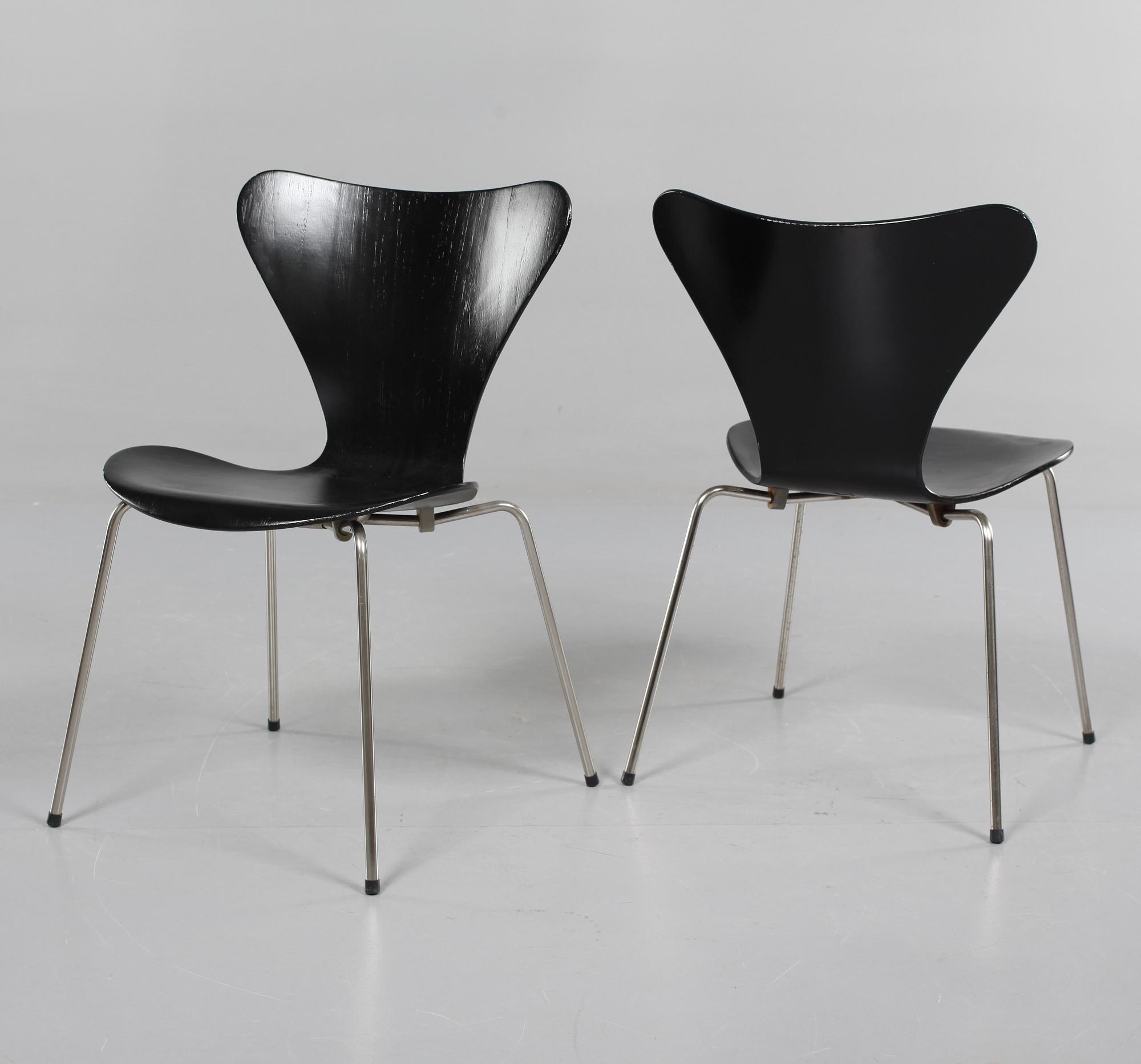 STOLAR, 6 st, "Sjuan", Arne Jacobsen, Fritz Hansen, formgivna 1955.