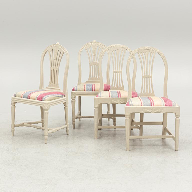 A set of four (2+2) late Gustavian chairs, circa 1800.