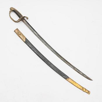 A Belgian sabre, 19th Century, with scabbard.