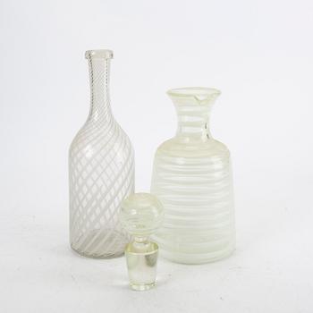 A set f two Italian mid 1900s glass decanters.