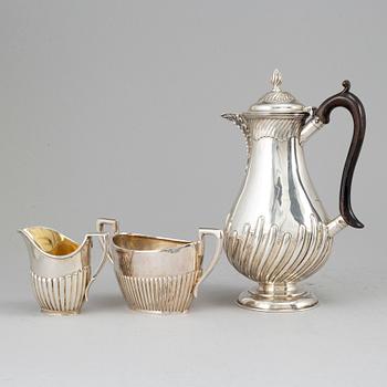 KAFFESERVIS, 3 delar, silver, 1893-1926.