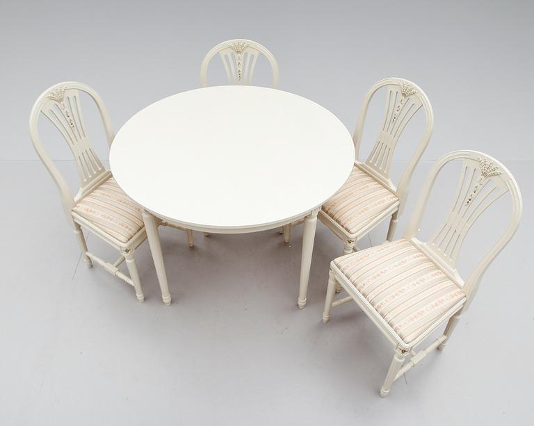 MATSALSMÖBEL, 5 delar, gustaviansk stil, 1900-talets andra hälft.