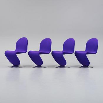 Verner Panton, a set of 4 chairs, 'System 1-2-3', Fritz Hansen, Denmark, post 1973.