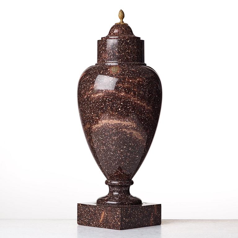 A Swedish early 19th century porphyry urn.