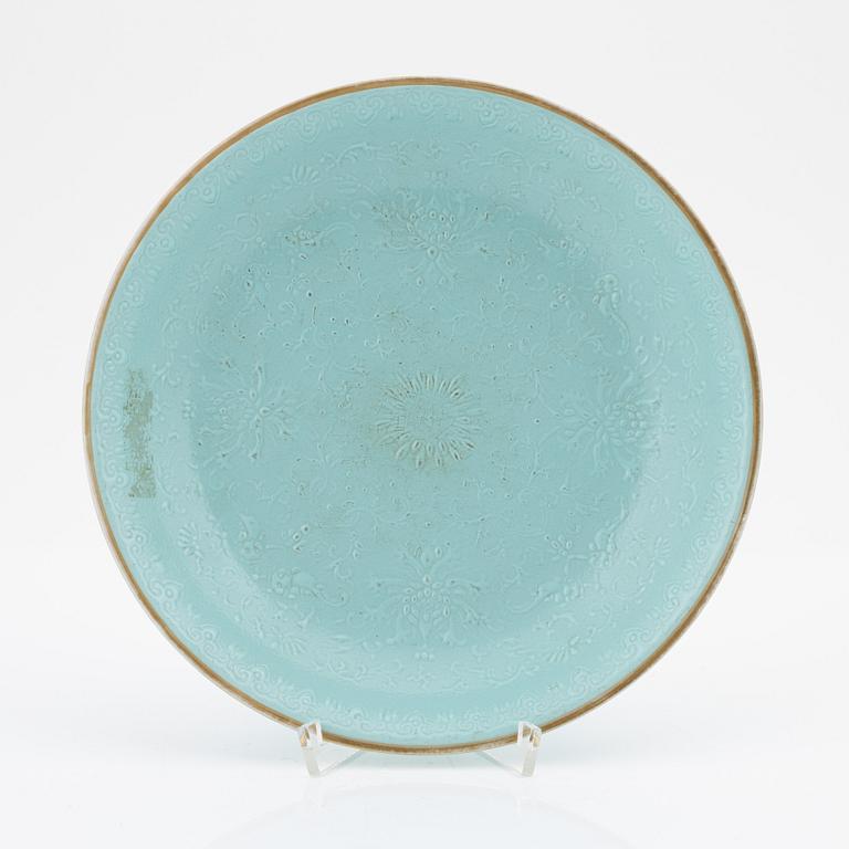 A Chinese turquoise dish, 20th century.