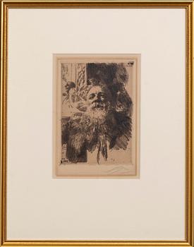 Anders Zorn, etsning, 1906, signerad.
