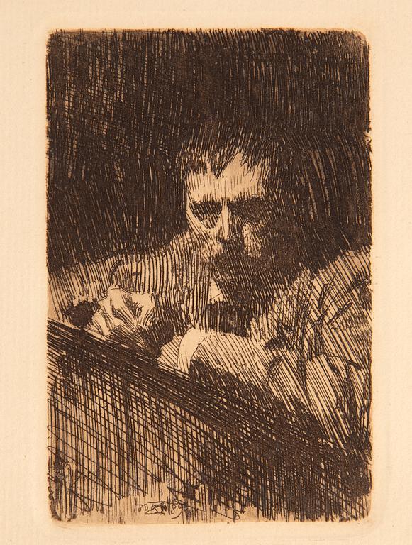 Anders Zorn, etchings, 3, unsigned for "Föreningen för grafisk konst", 1889, 1903.