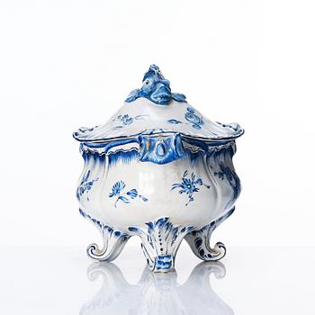 A Swedish Marieberg faience tureen with cover, dated 1765.