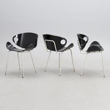 A set of three mid-20th century chairs, model 706, by Olof Kettunen for J. Merivaara, Finland.