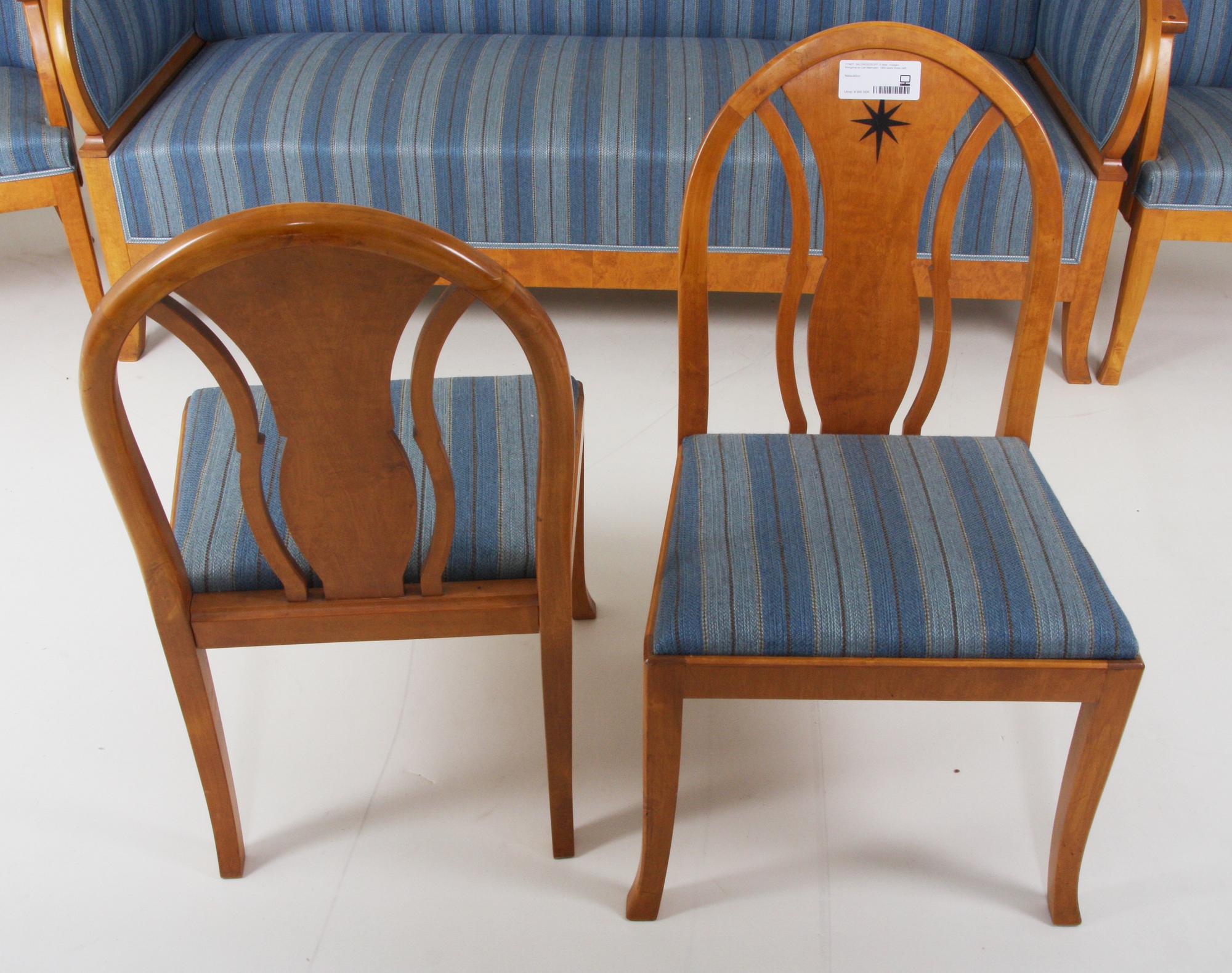 SALONGSGRUPP, 6 delar, möjligen formgivna av Carl Malmsten, 1900-talets första hälft.