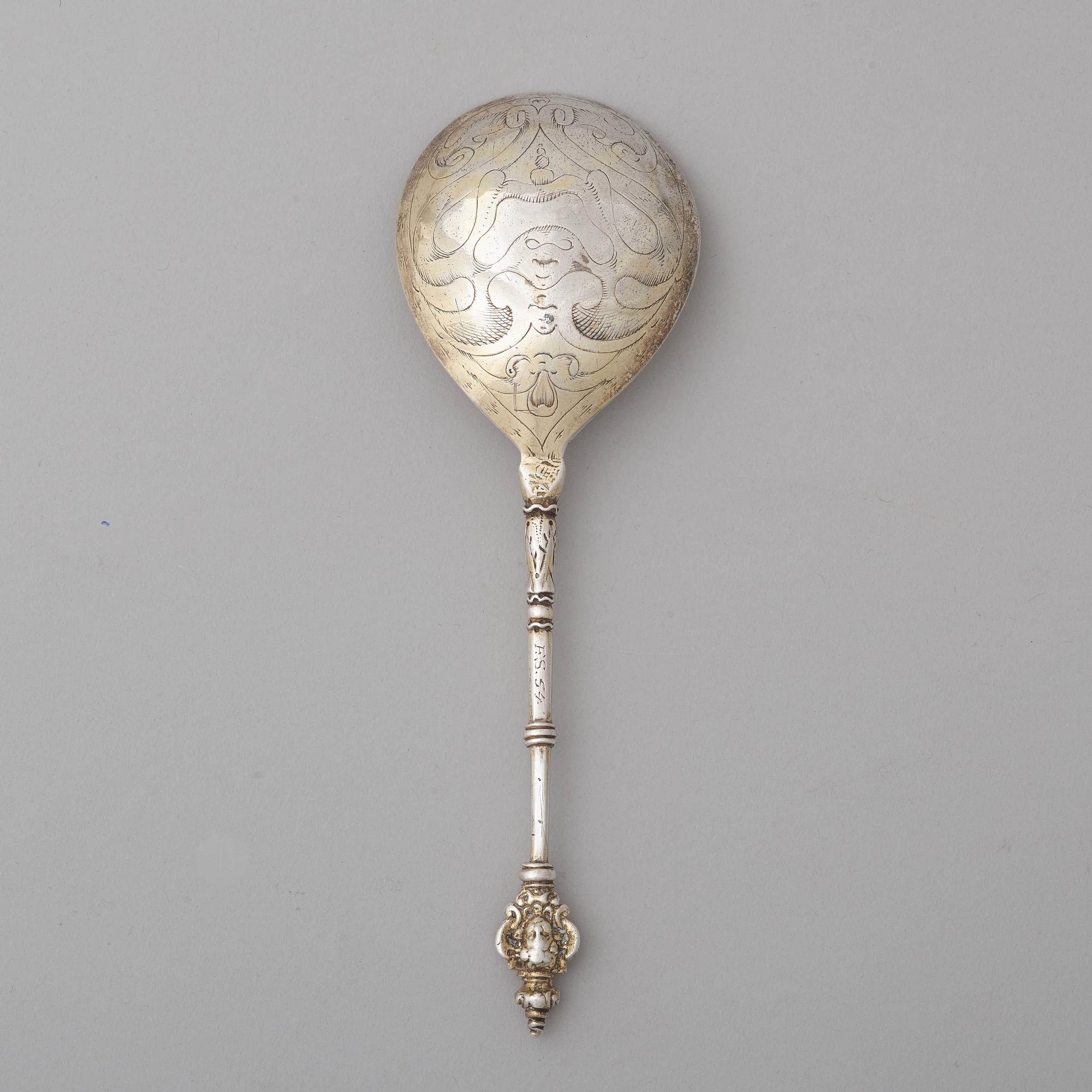 A Swedish 17th century silver-gilt spoon, mark of Albrekt Lockert, Stockholm (1623-1653-).