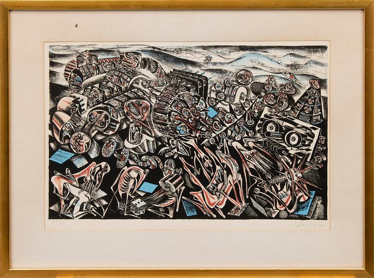 GUDMUNDUR ERRÓ, lithografi, signed and dated -61, numbered 51/60.