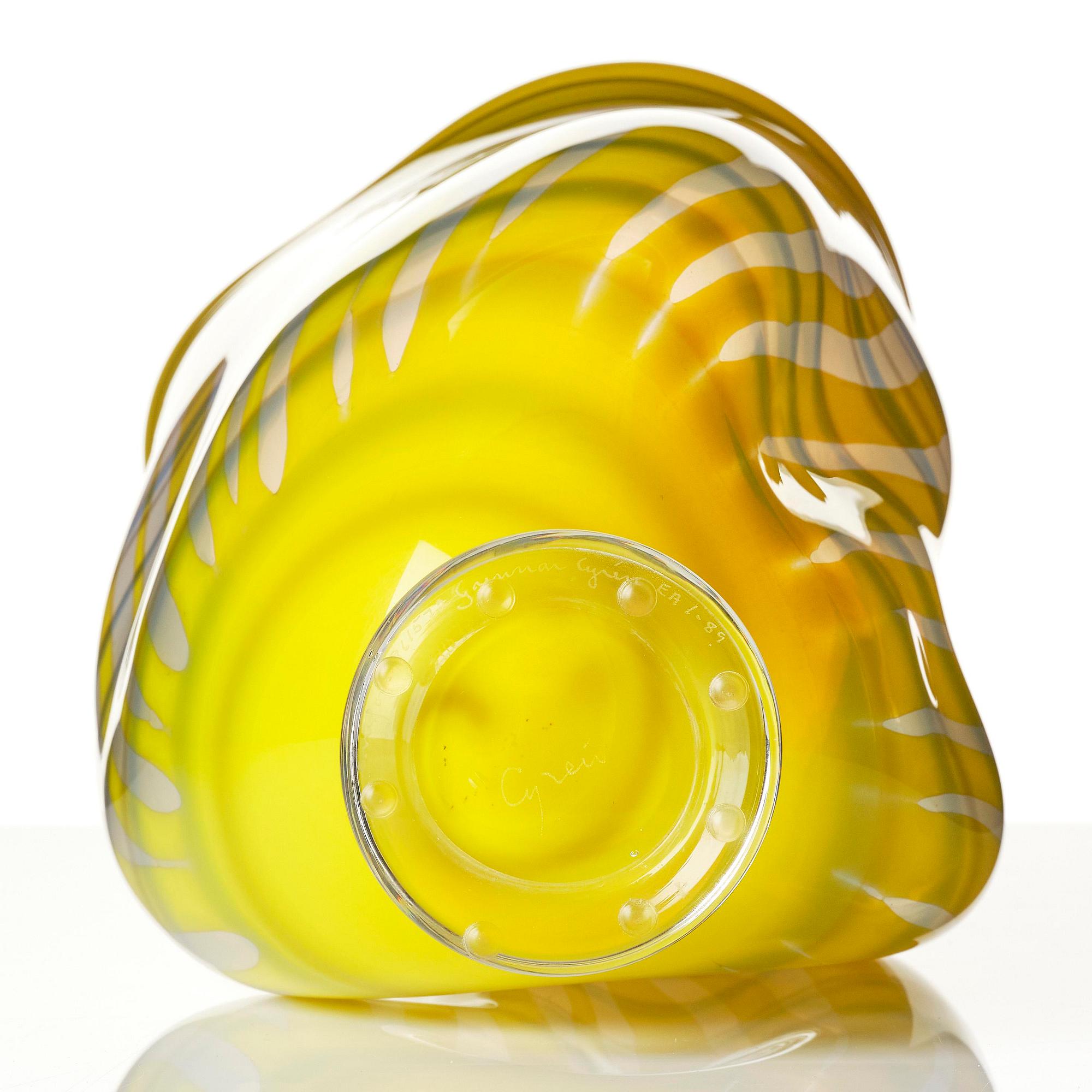 Gunnar Cyrén, a graal glass vase, Orrefors, Sweden 1989.