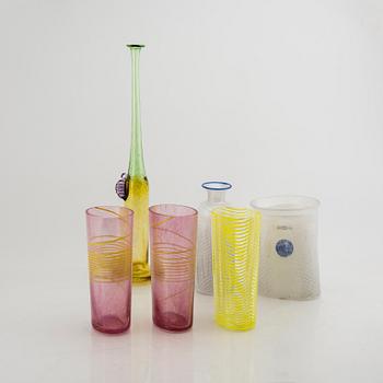 Bertil Vallien/Kjell Engman, a set of six signed glass vases.