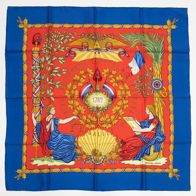 Hermès, scarf, "1789 Liberté Égalité Fraternité".