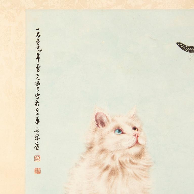 RULLMÅLNINGAR, två stycken, tusch och färg på papper. Kina, 1900-tal.