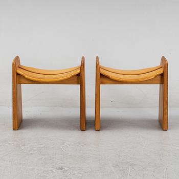 A pair of 'Jonte' pine stools by Gilbert Marklund, designed 1969.