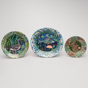 Six Hubertus Ceramic Plates by Pro Arte, Arabia Finland 1990s.