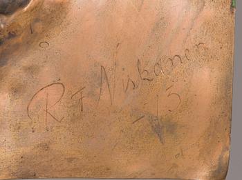 Reino Niskanen, a copper relief signed and dated -73.