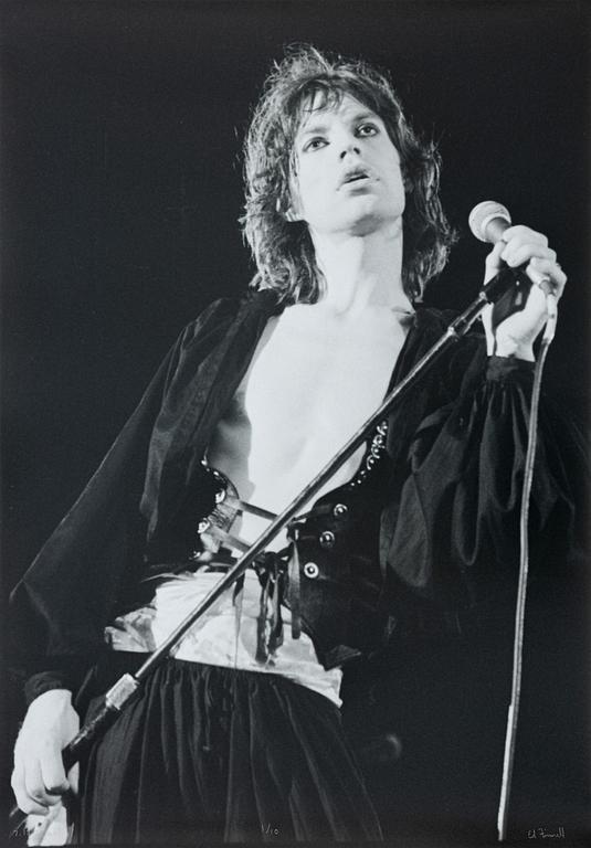 Edward Finnell, "Mick Jagger, The Roling Stone Tour of the Americas, 1975".
