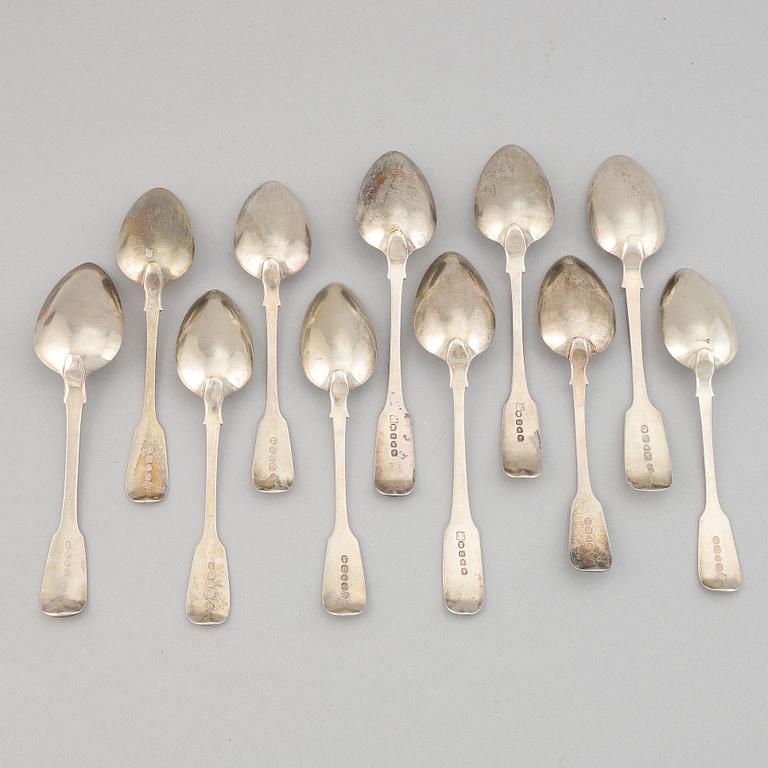Dessert spoons, 6+5, similar, silver, england, 19th century, including John, Henry & Charles Lias, London, 1825.