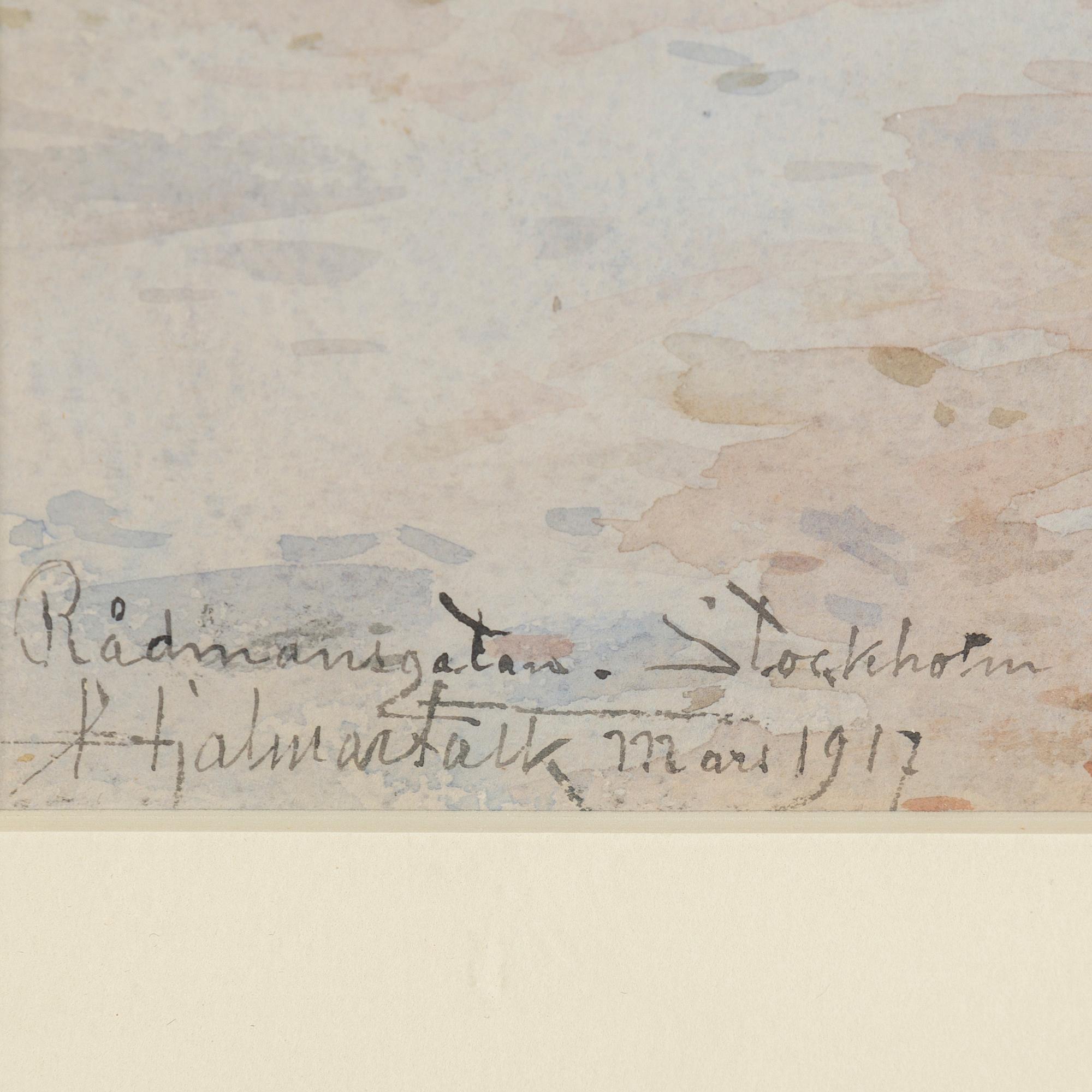 HJALMAR FALK, akvarell med täckvitt, signerad Hjalmar Falk och daterad Mars 1917.