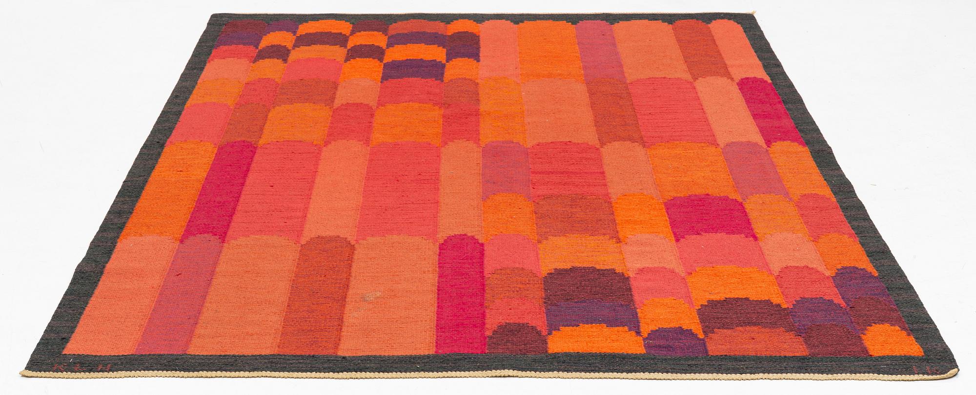 Irma Kronlund, matta, rölakan, signerad KLH IK, ca 265 x 200 cm.