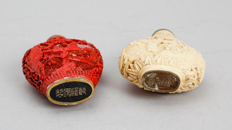 SNUSFLASKOR, lackarbeten, Kina, 1900-tal.