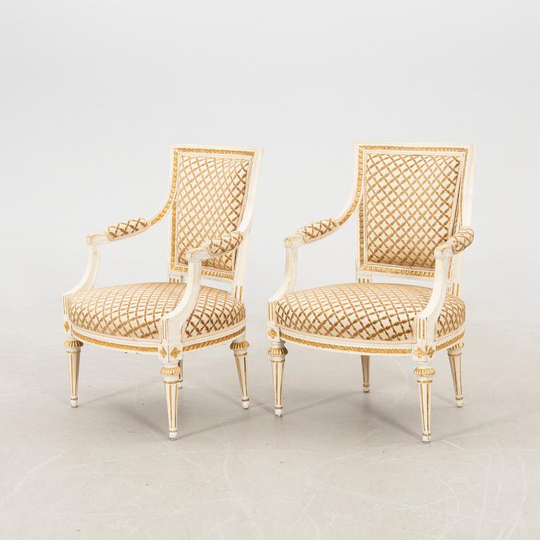 Armchairs, a pair of Gustavian Stockholm works by Johan Hammarström (chairmaker in Stockholm 1794 - 1812/19).