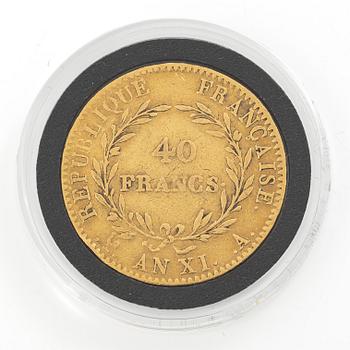 Guldmynt, Frankrike, Napoleon I, 40 franc, AN XI.