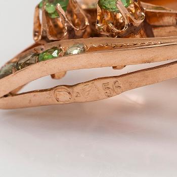 Pendant, faceted demantoids, 14K gold, Moscow, early 20th century.