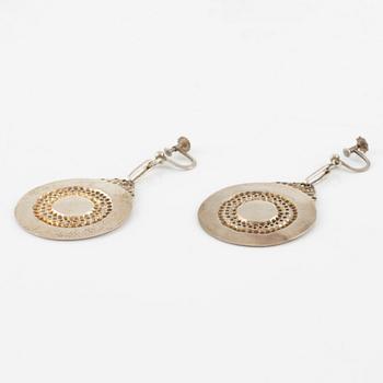 Lars Arby, two pairs of earrings, sterling silver and enamel, Gothenburg 1969 and 1983.