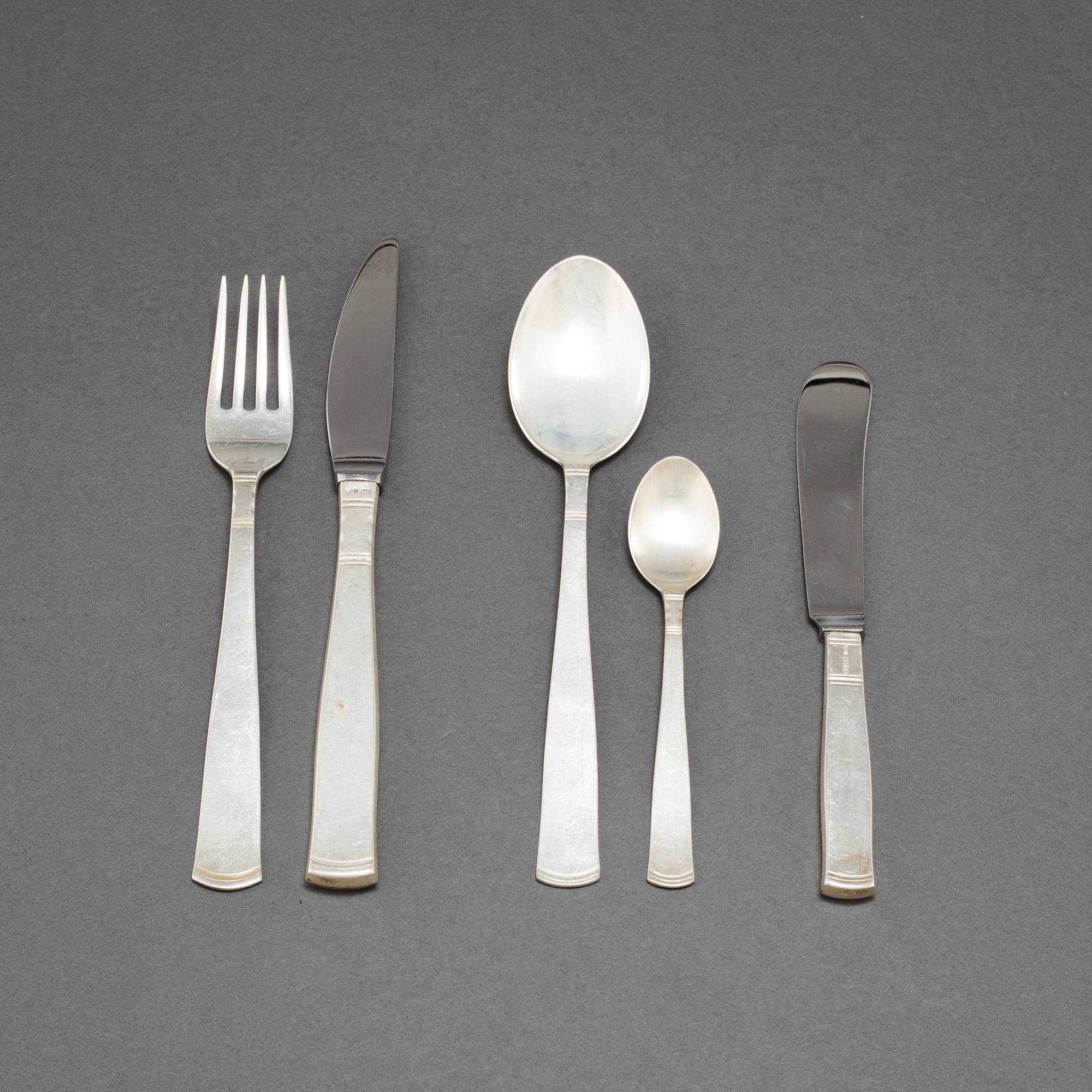 A 30 pcs silver cutlery 'Rosenholm' by Jacob Ängman for GAB, Stockholm, 1971-1993.